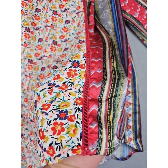 Oddi Anthropology Floral Peasant Top Size Large Boho Hippie Festival - Picture 4 of 12